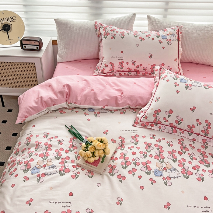 91家纺网 家纺一手货源 找家纺 乐童  2024新款网红直播爆款吊边＋一字绣工艺款四件套（八） 西娅