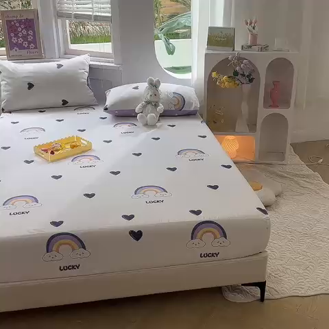 91家纺网 家纺一手货源 找家纺 多品 2023年13070单品床笠【可搭配枕套一起卖】 幸运彩虹