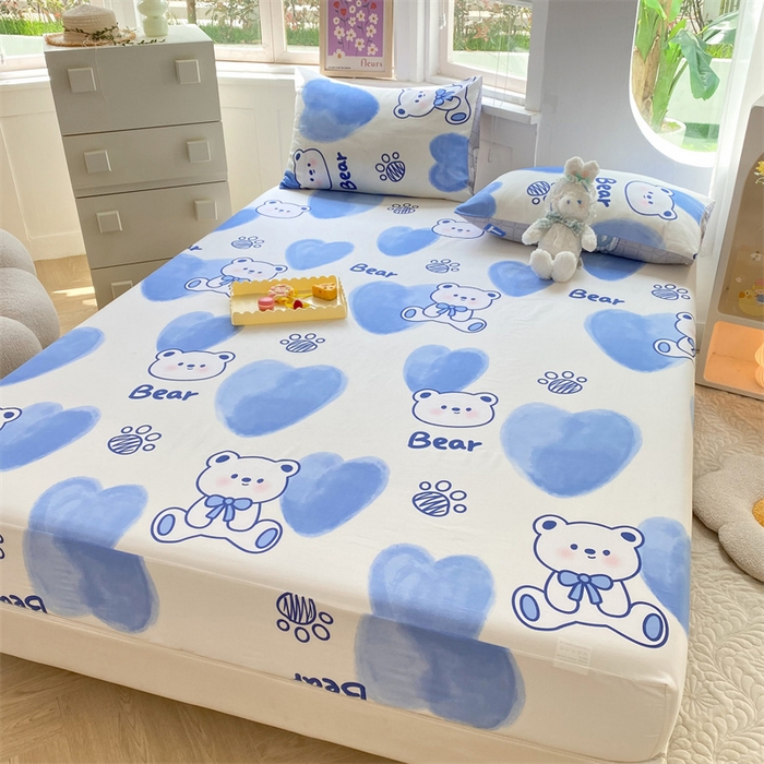 91家纺网 家纺一手货源 找家纺 多品 2023年13070单品床笠【可搭配枕套一起卖】 爱心熊