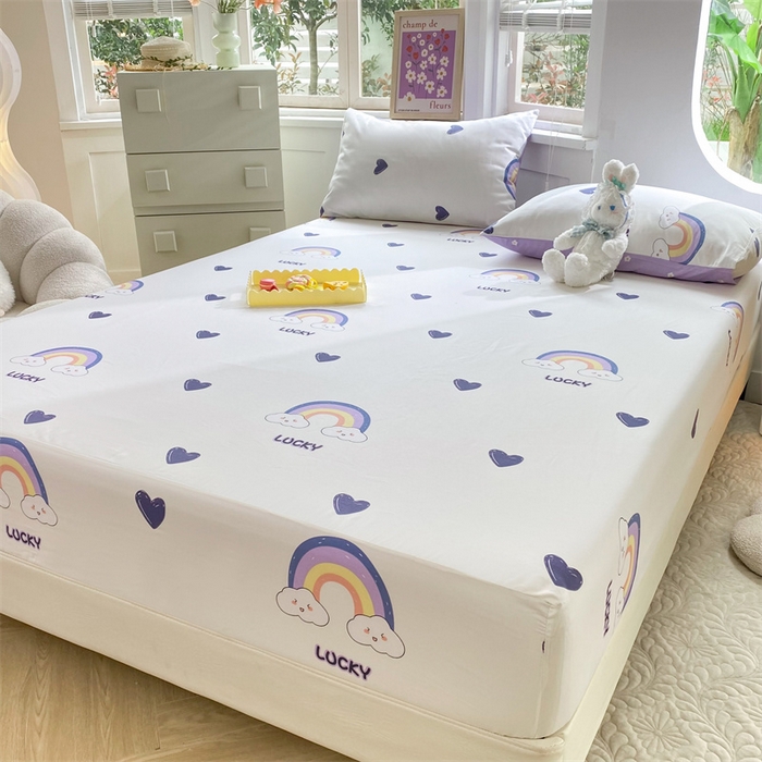 91家纺网 家纺一手货源 找家纺 多品 2023年13070单品床笠【可搭配枕套一起卖】 幸运彩虹