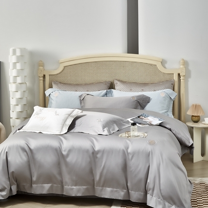 榻尚家居 2023新款TS简约系列80长绒棉贡缎四件套 大理灰