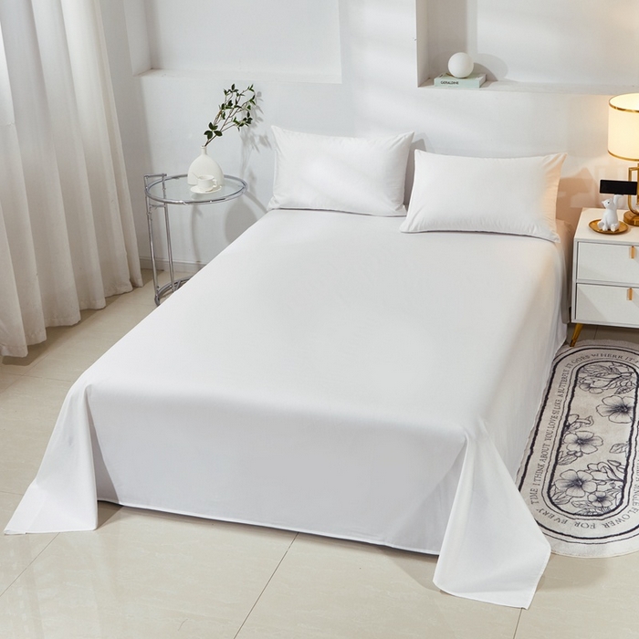 91家纺网 家纺一手货源 找家纺 晶缦家纺 2023新款喷气全棉13376纯棉斜纹纯色多规格床单 沐色-本白