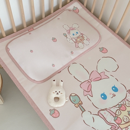 橘滋 2023新款高端A类可水洗婴幼儿冰丝席 草莓兔兔