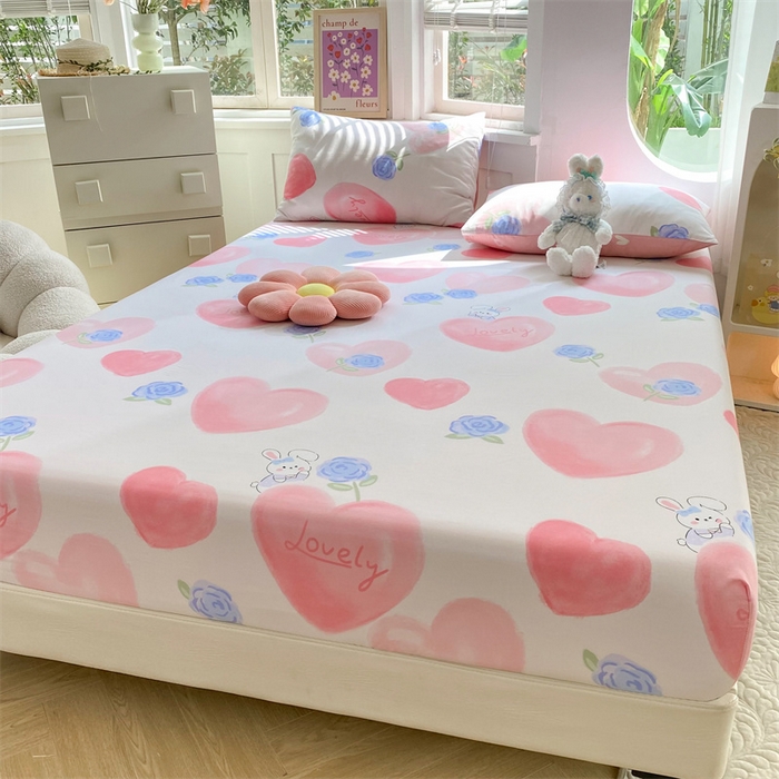 91家纺网 家纺一手货源 找家纺 多品 2023年13070单品床笠【可搭配枕套一起卖】 爱恋桃心