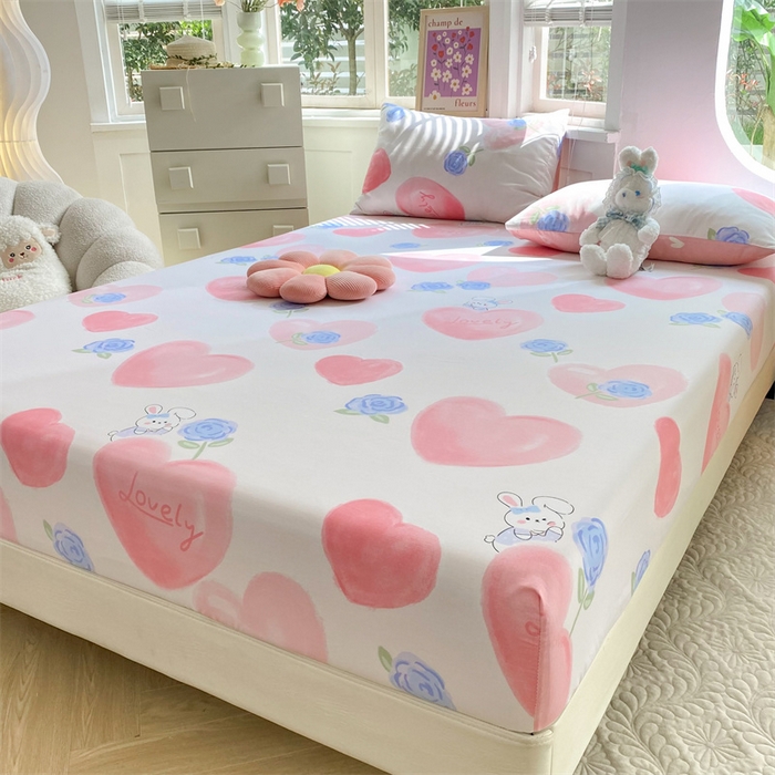 91家纺网 家纺一手货源 找家纺 多品 2023年13070单品床笠【可搭配枕套一起卖】 爱恋桃心