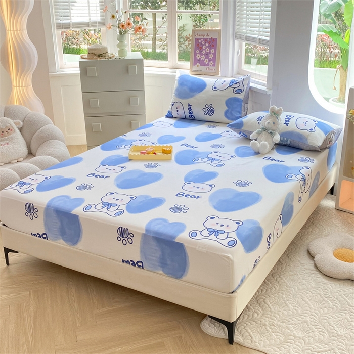 91家纺网 家纺一手货源 找家纺 多品 2023年13070单品床笠【可搭配枕套一起卖】 爱心熊