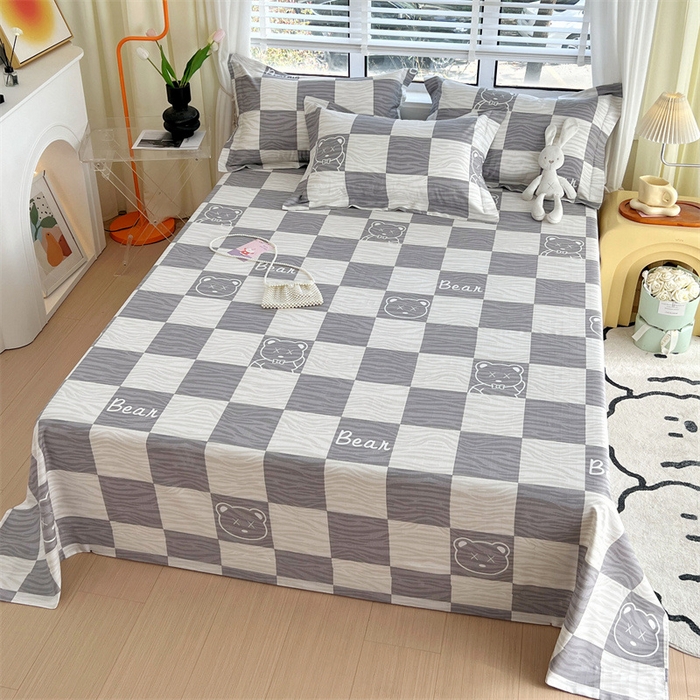 91家纺网 家纺一手货源 找家纺 凯磊家纺 新款原棉老粗布单品系列-床单 快乐熊