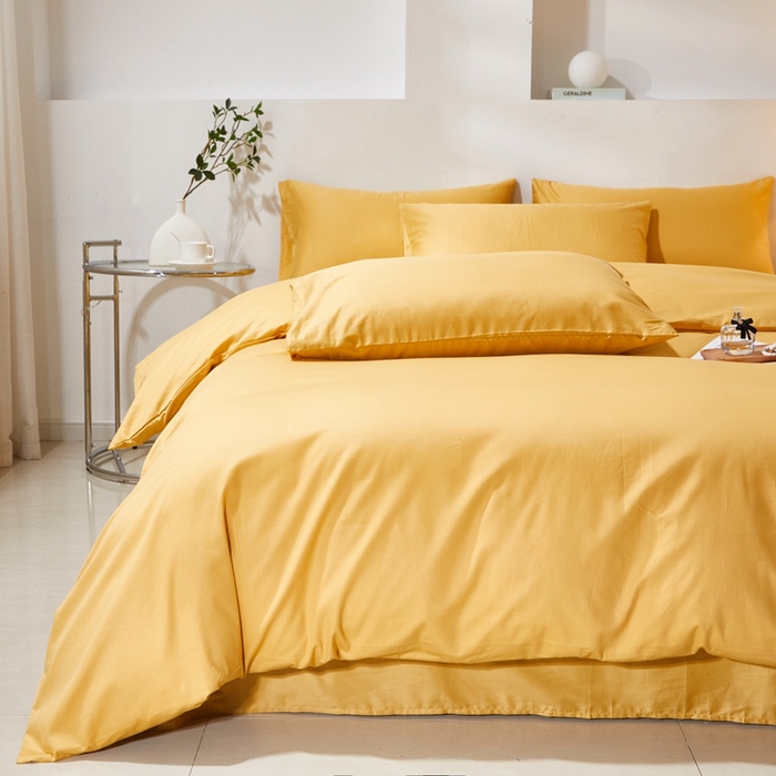 91家纺网 家纺一手货源 找家纺 晶缦家纺 2023新款喷气全棉13376纯棉斜纹纯色多规格被套 沐色-杏黄