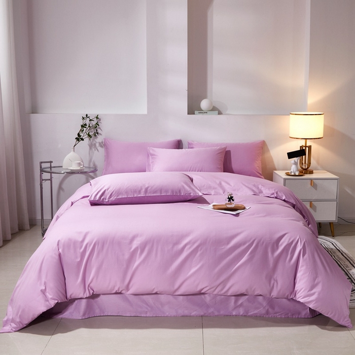 91家纺网 家纺一手货源 找家纺 晶缦家纺 2023新款喷气全棉13376纯棉斜纹纯色多规格被套 沐色-浅紫