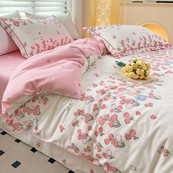 91家纺网 家纺一手货源 找家纺 乐童  2024新款网红直播爆款吊边＋一字绣工艺款四件套（八） 西娅