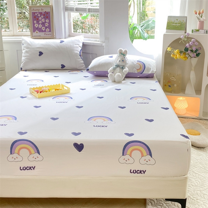 91家纺网 家纺一手货源 找家纺 多品 2023年13070单品床笠【可搭配枕套一起卖】 幸运彩虹