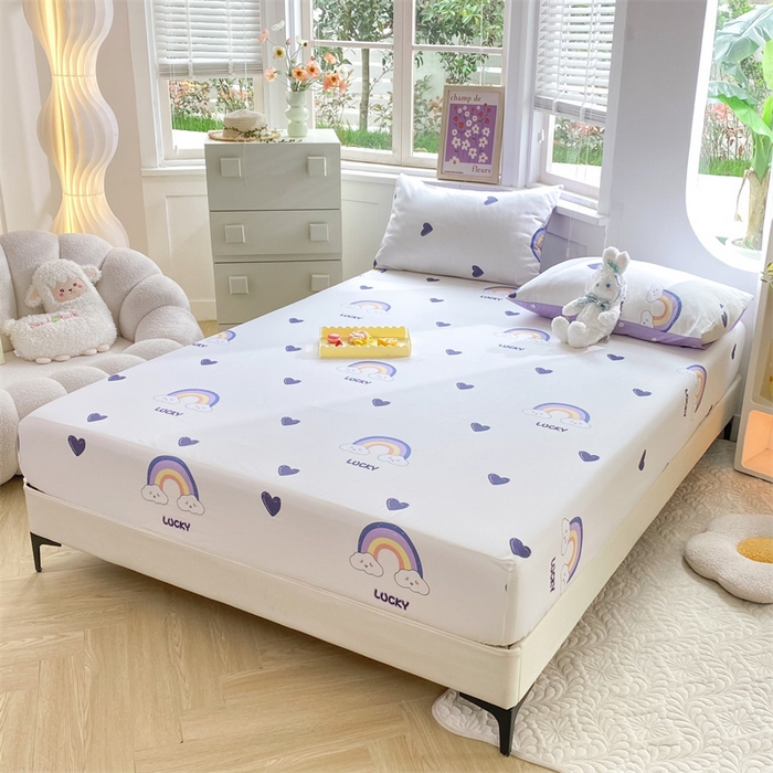 91家纺网 家纺一手货源 找家纺 多品 2023年13070单品床笠【可搭配枕套一起卖】 幸运彩虹