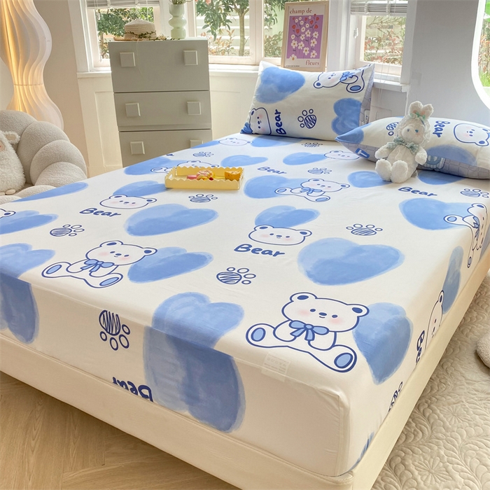 91家纺网 家纺一手货源 找家纺 多品 2023年13070单品床笠【可搭配枕套一起卖】 爱心熊