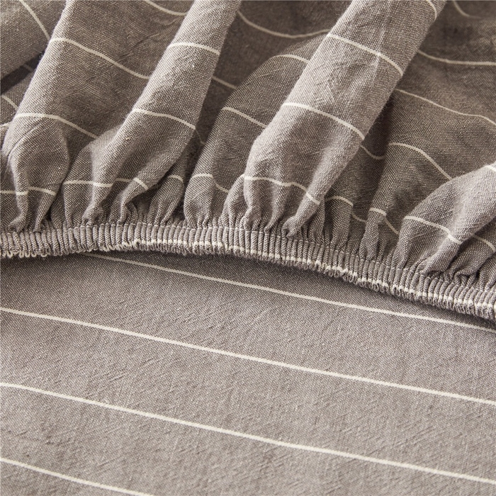 91家纺网 家纺一手货源 找家纺 喜居 2024新款A类色织纯棉水洗棉100%新疆棉全棉床笠 光阴灰