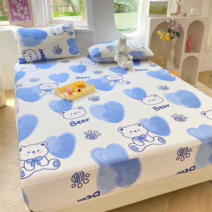 91家纺网 家纺一手货源 找家纺 多品 2023年13070单品床笠【可搭配枕套一起卖】 爱心熊