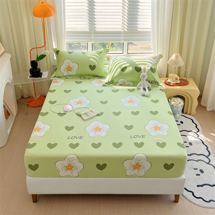 91家纺网 家纺一手货源 找家纺 凯磊家纺 新款原棉老粗布单品系列床笠 流星花园-绿