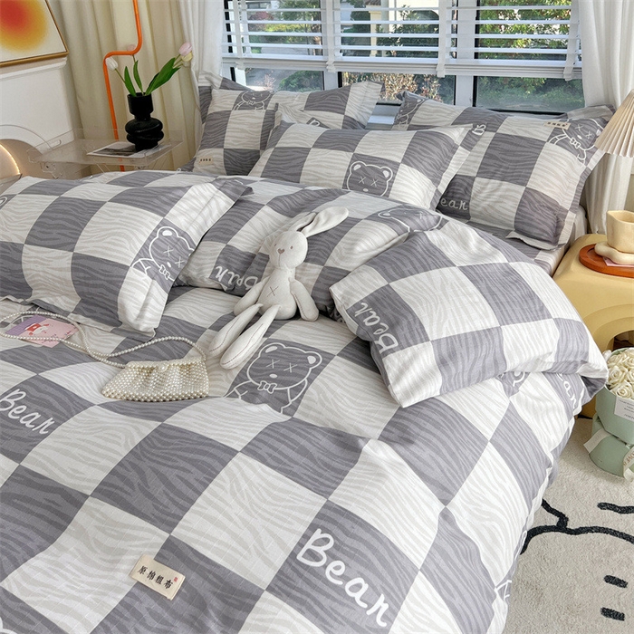 91家纺网 家纺一手货源 找家纺 凯磊家纺 新款原棉老粗布四件套 快乐熊