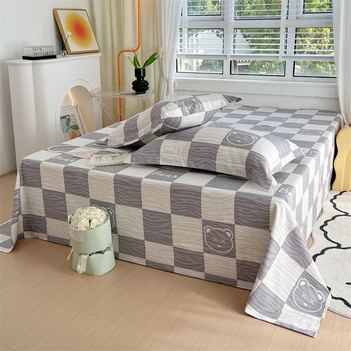 91家纺网 家纺一手货源 找家纺 凯磊家纺 新款原棉老粗布单品系列-床单 快乐熊