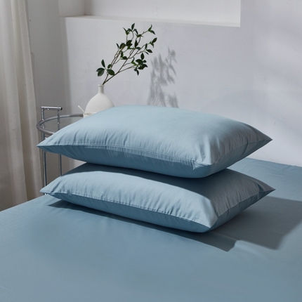 晶缦家纺 2023新款喷气全棉13376纯棉斜纹纯色单品枕套 沐色-雾霾蓝