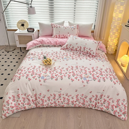 91家纺网 家纺一手货源 找家纺 乐童  2024新款网红直播爆款吊边＋一字绣工艺款四件套（八） 西娅