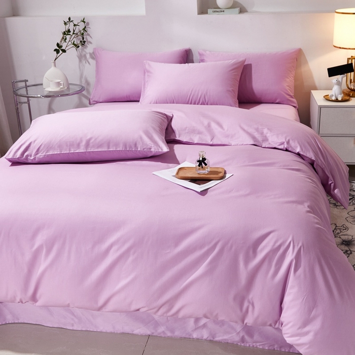 91家纺网 家纺一手货源 找家纺 晶缦家纺 2023新款喷气全棉13376纯棉斜纹纯色多规格被套 沐色-浅紫