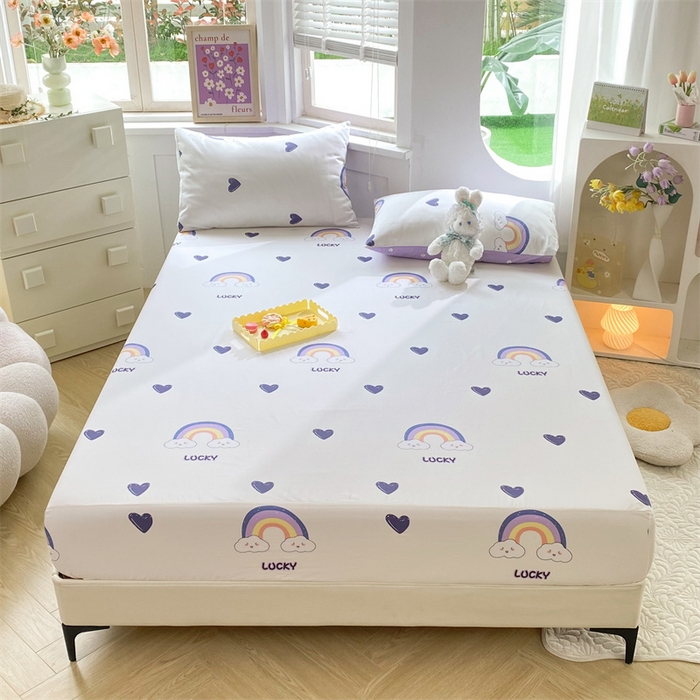 91家纺网 家纺一手货源 找家纺 多品 2023年13070单品床笠【可搭配枕套一起卖】 幸运彩虹