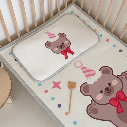 橘滋 2023新款高端A类可水洗婴幼儿冰丝席 跳跳熊