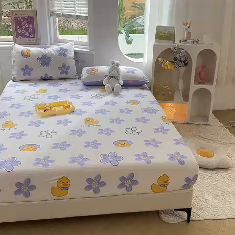 91家纺网 家纺一手货源 找家纺 多品 2023年13070单品床笠【可搭配枕套一起卖】 小黄鸭