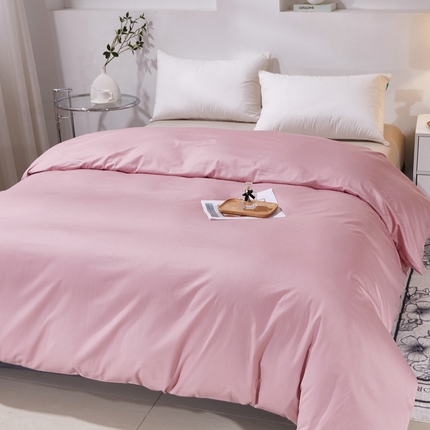 91家纺网 家纺一手货源 找家纺 晶缦家纺 2023新款喷气全棉13376纯棉斜纹纯色多规格被套 沐色-脏脏粉