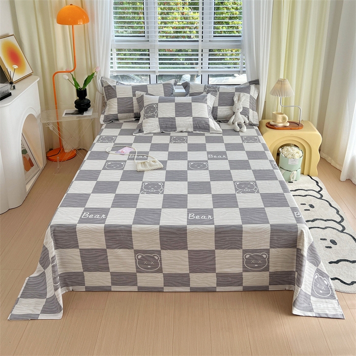 91家纺网 家纺一手货源 找家纺 凯磊家纺 新款原棉老粗布单品系列-床单 快乐熊