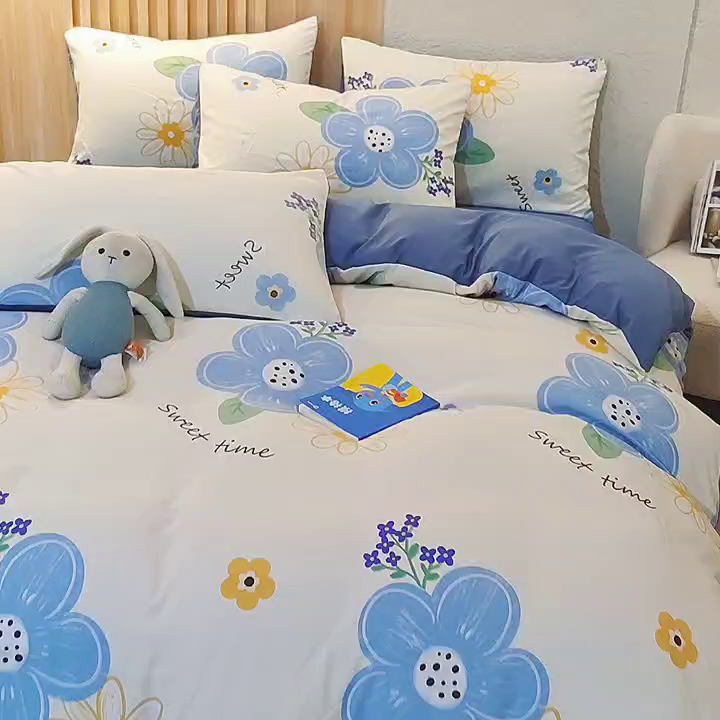 91家纺网 家纺一手货源 找家纺 曼璐2025直播爆款新款水洗棉麻双层纱系列单被套 风情