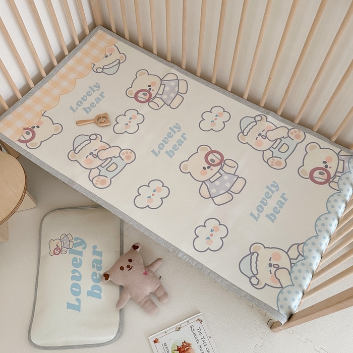 91家纺网 家纺一手货源 找家纺 橘滋 2023新款高端A类可水洗婴幼儿冰丝席 云朵奶油熊