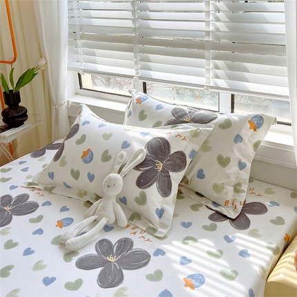 91家纺网 家纺一手货源 找家纺 凯磊家纺 新款原棉老粗布单品系列-枕套 漫天花语-灰