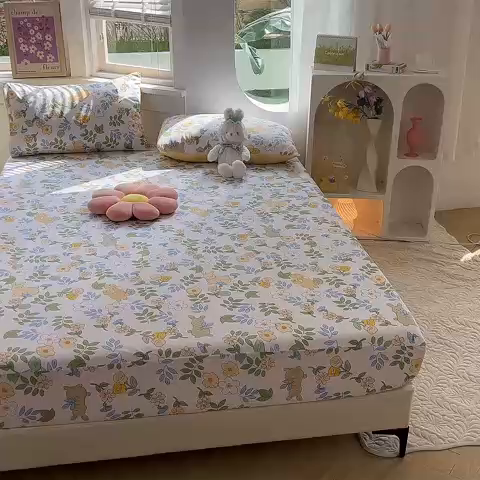 91家纺网 家纺一手货源 找家纺 多品 2023年13070单品床笠【可搭配枕套一起卖】 云萌小兔