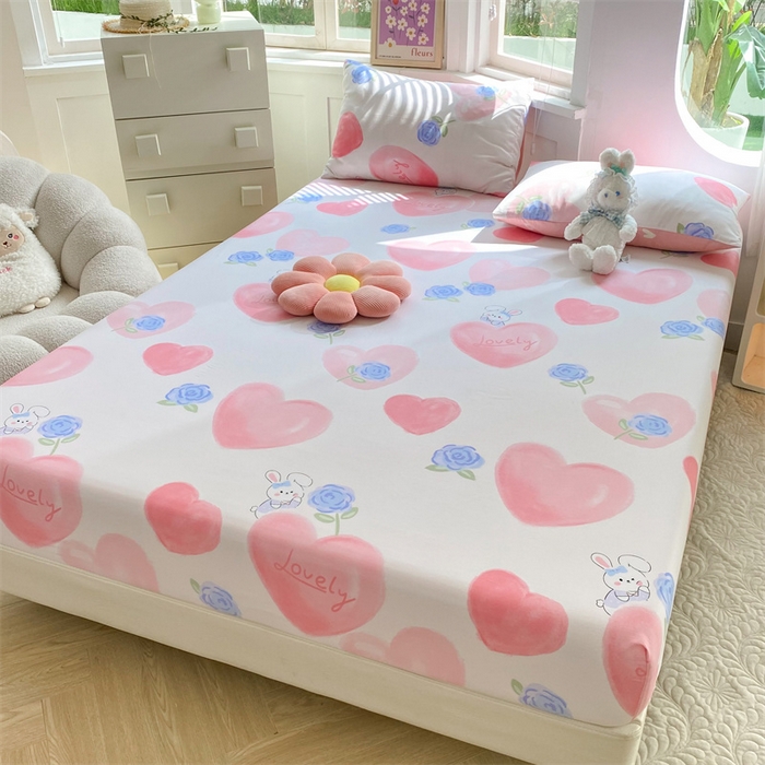 91家纺网 家纺一手货源 找家纺 多品 2023年13070单品床笠【可搭配枕套一起卖】 爱恋桃心