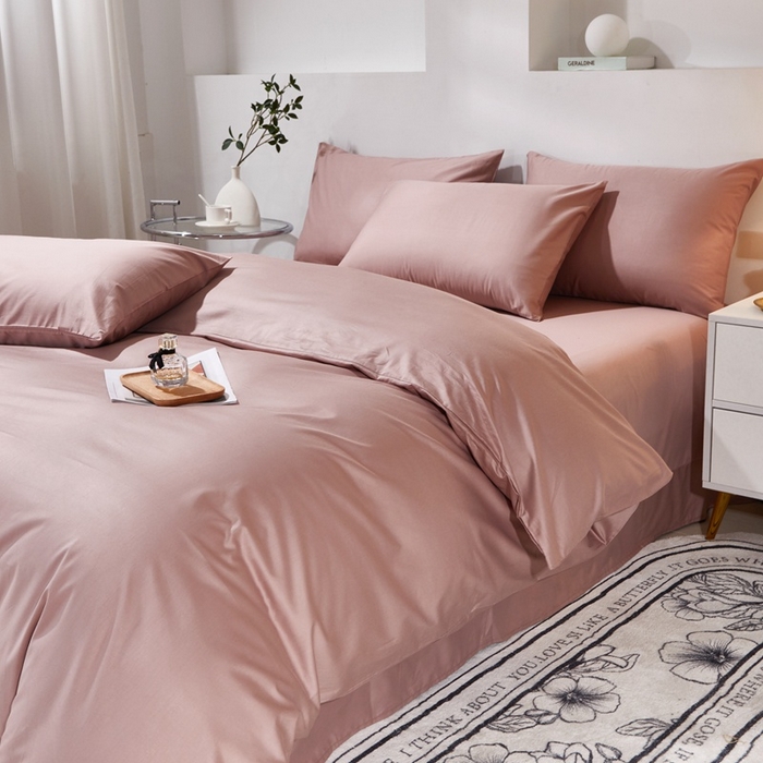 91家纺网 家纺一手货源 找家纺 晶缦家纺 2023新款喷气全棉13376纯棉斜纹纯色多规格四件套 沐色-奶咖