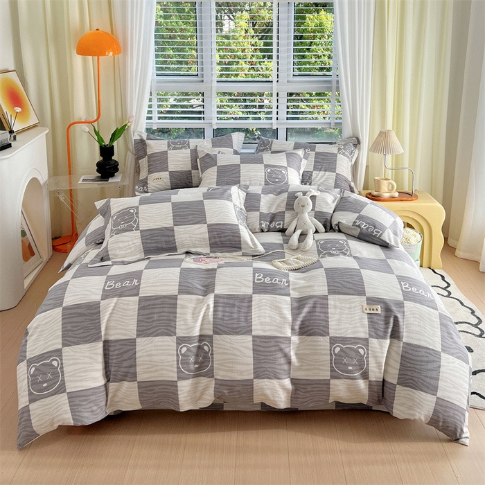 91家纺网 家纺一手货源 找家纺 凯磊家纺 新款原棉老粗布四件套 快乐熊