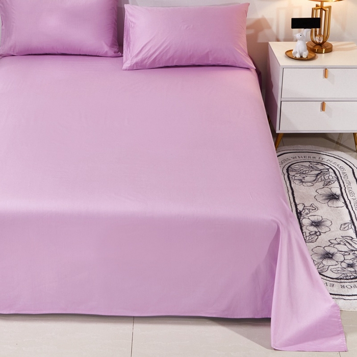 91家纺网 家纺一手货源 找家纺 晶缦家纺 2023新款喷气全棉13376纯棉斜纹纯色多规格床单 沐色-浅紫