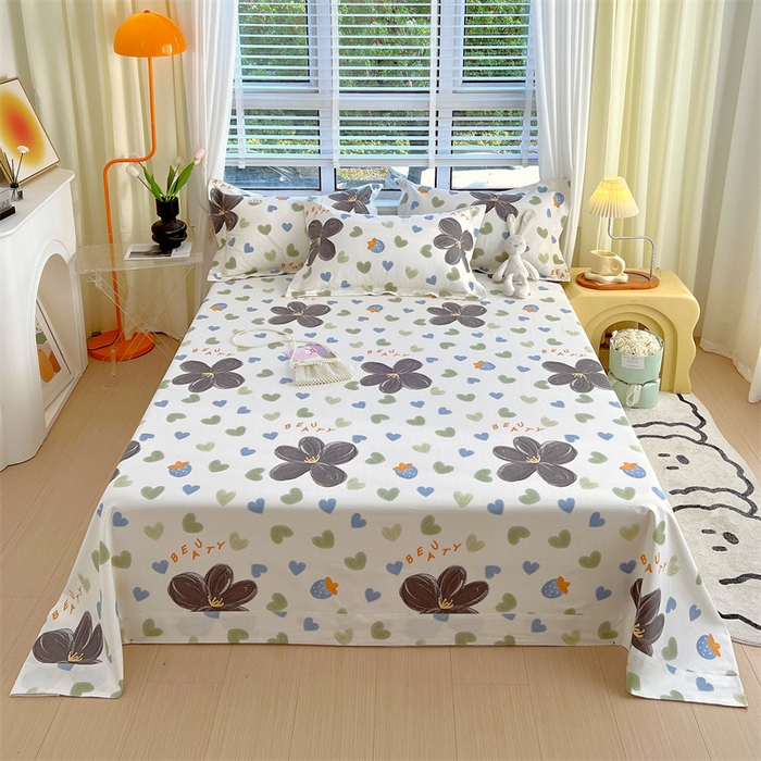 91家纺网 家纺一手货源 找家纺 凯磊家纺 新款原棉老粗布单品系列-床单 漫天花语-灰