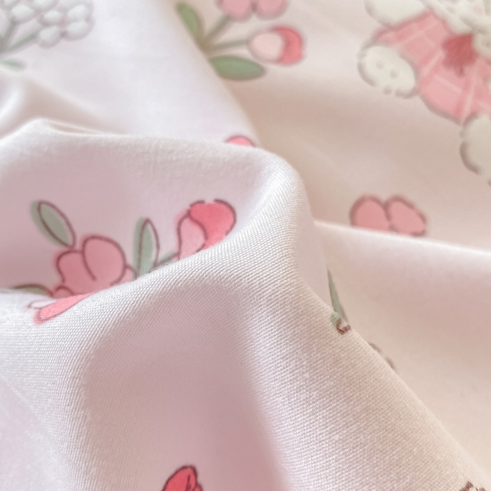 91家纺网 家纺一手货源 找家纺 港岛妹妹2024新款水洗双层纱四件套 安妮兔