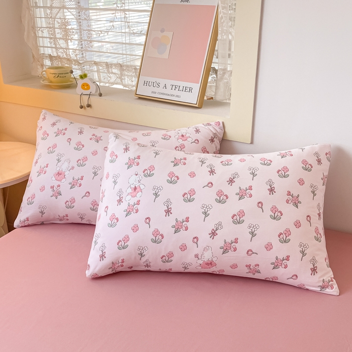 91家纺网 家纺一手货源 找家纺 港岛妹妹2024新款水洗双层纱四件套 安妮兔