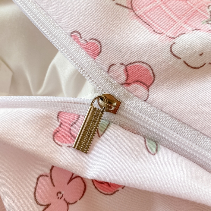 91家纺网 家纺一手货源 找家纺 港岛妹妹2024新款水洗双层纱四件套 安妮兔