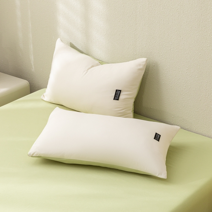 91家纺网 家纺一手货源 找家纺 米瑞娜 2024新款 水洗棉麻双拼纯色四件套 白+豆绿