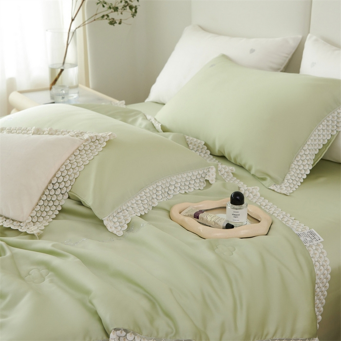 91家纺网 家纺一手货源 找家纺 （总）时亿2023新款蕾丝款60支兰精天丝夏被-花海