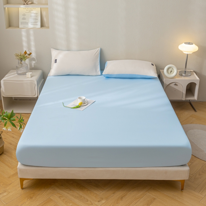 91家纺网 家纺一手货源 找家纺 （总）米瑞娜2024新款水洗棉麻双拼纯色单床笠