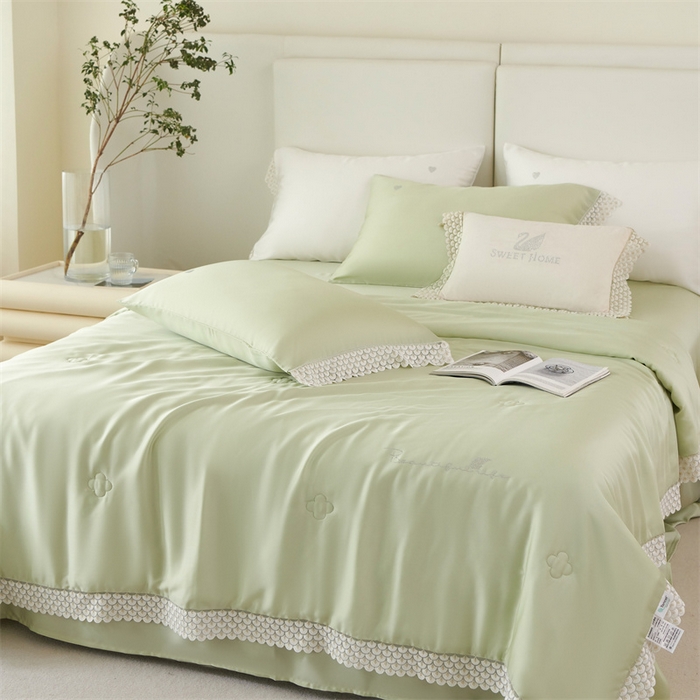 91家纺网 家纺一手货源 找家纺 （总）时亿2023新款蕾丝款60支兰精天丝夏被-花海