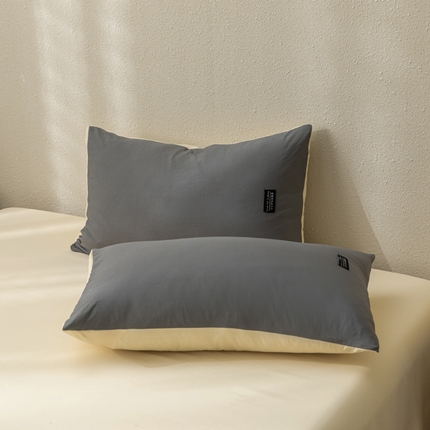 91家纺网 家纺一手货源 找家纺 （总）米瑞娜2024新款水洗棉麻双拼纯色枕套