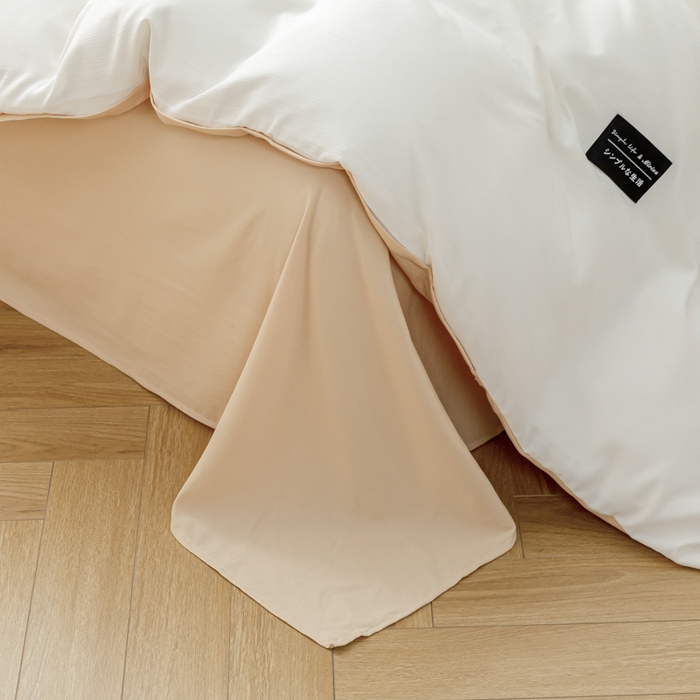 91家纺网 家纺一手货源 找家纺 米瑞娜 2024新款 水洗棉麻双拼纯色四件套奶茶+芝士