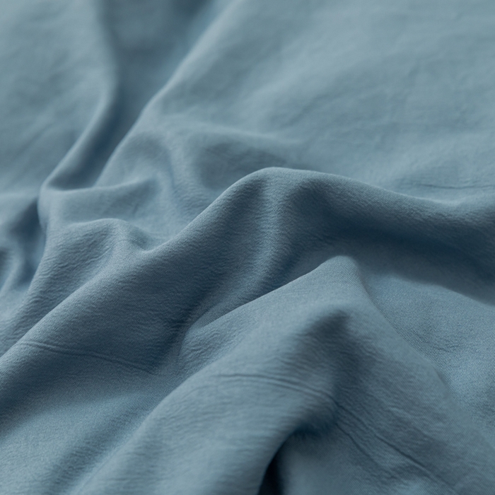 91家纺网 家纺一手货源 找家纺 米瑞娜 2024新款 水洗棉麻双拼纯色四件套 雾蓝+淡蓝