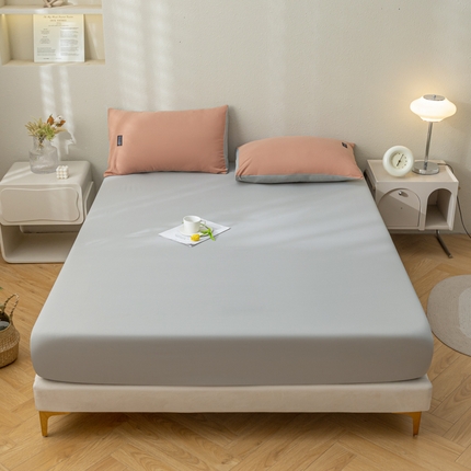 91家纺网 家纺一手货源 找家纺 （总）米瑞娜2024新款水洗棉麻双拼纯色单床笠